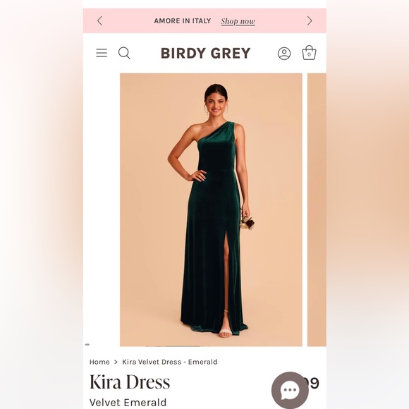 Birdy Grey Kira dress in Emerald Velvet. One shoulder. Size S. - Picture 1 of 5